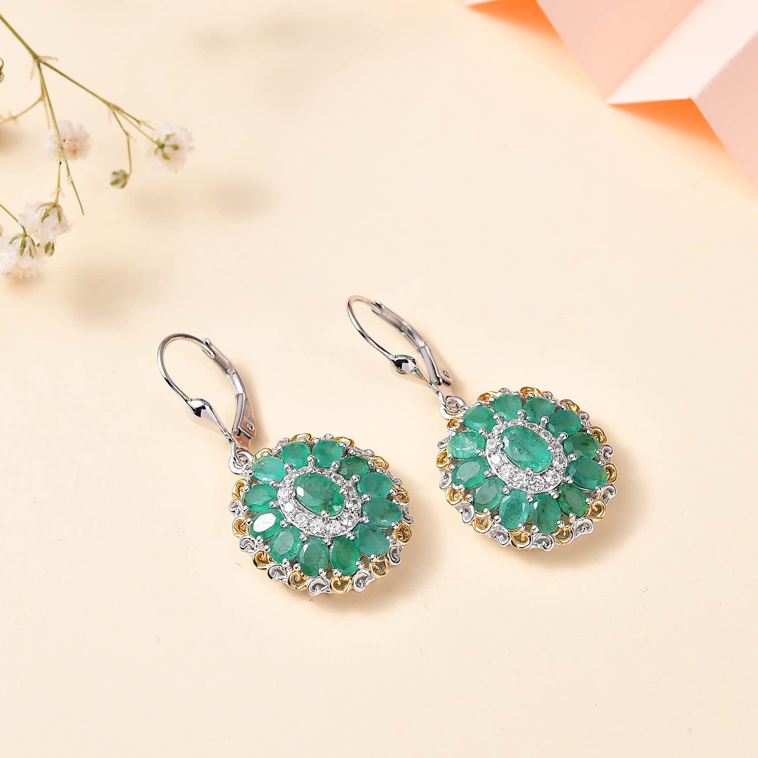 Emerald Floral Earrings