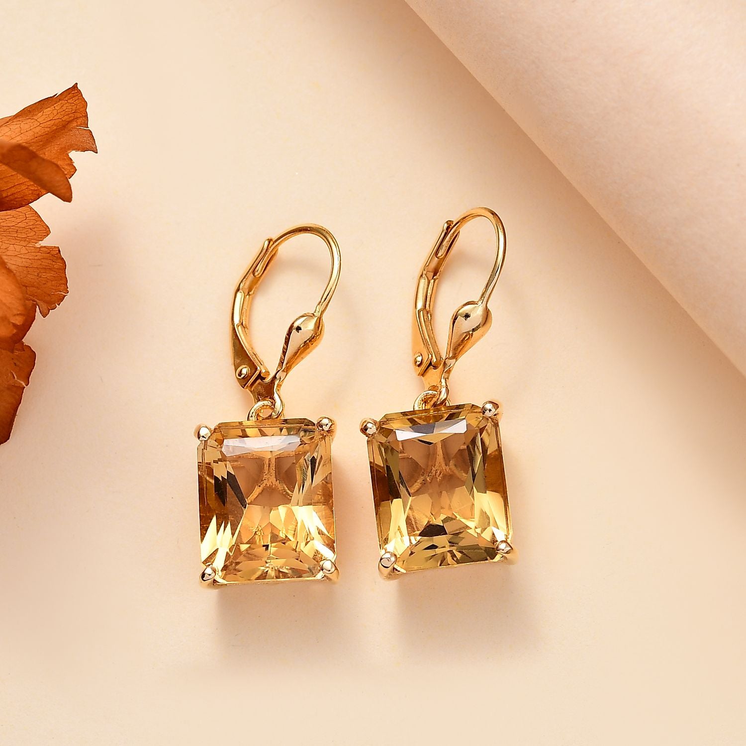 Butterfly Earrings with Radiant Cut Citrine