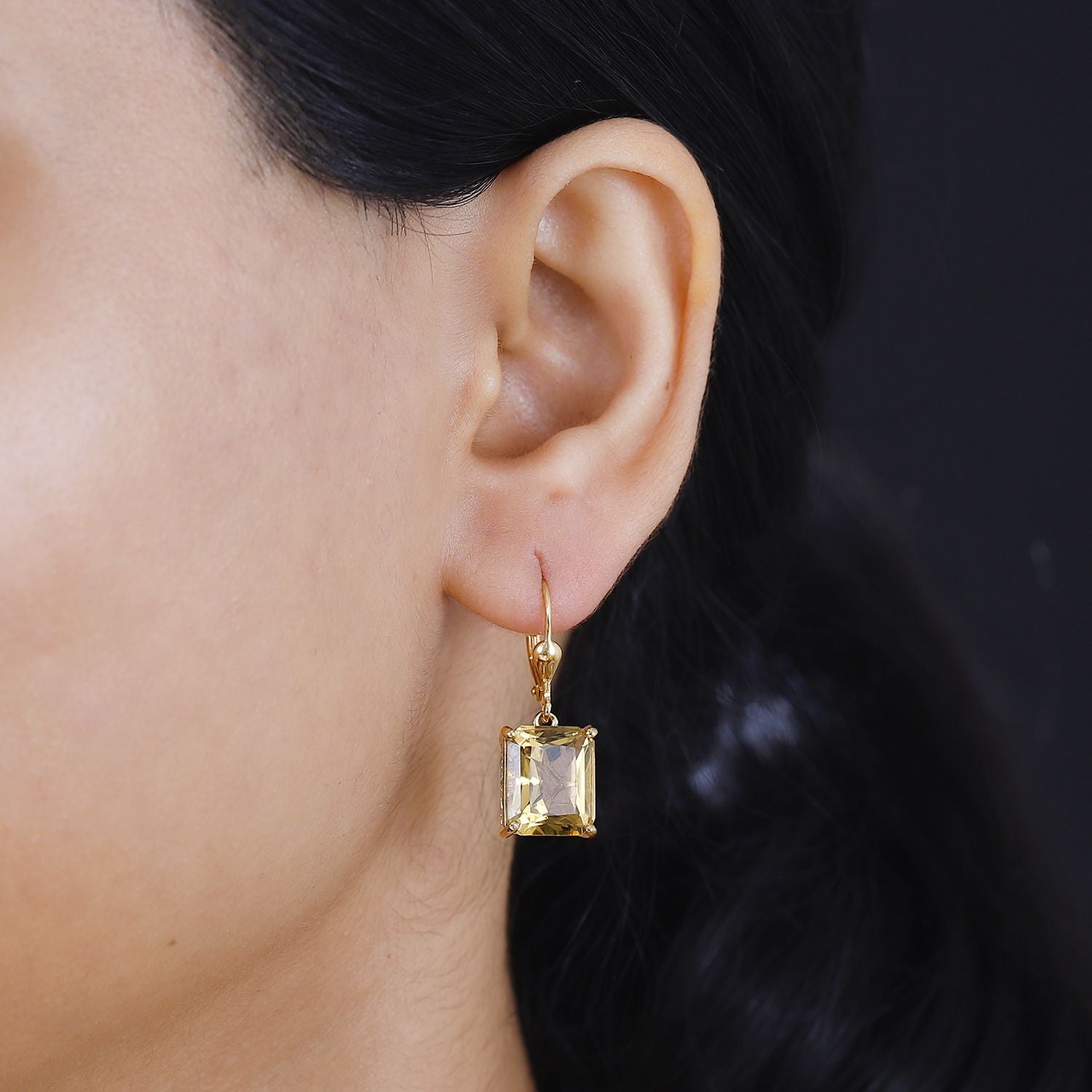 Butterfly Earrings with Radiant Cut Citrine