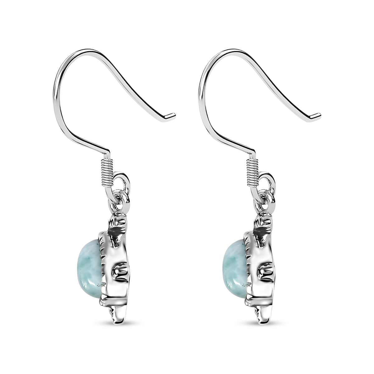 Larimar Turtle Earrings in Sterling Silver