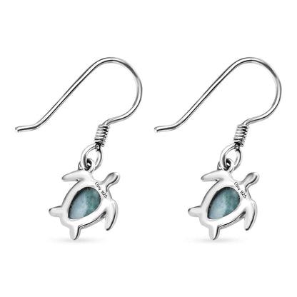 Larimar Turtle Earrings in Sterling Silver