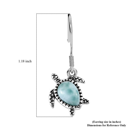 Larimar Turtle Earrings in Sterling Silver