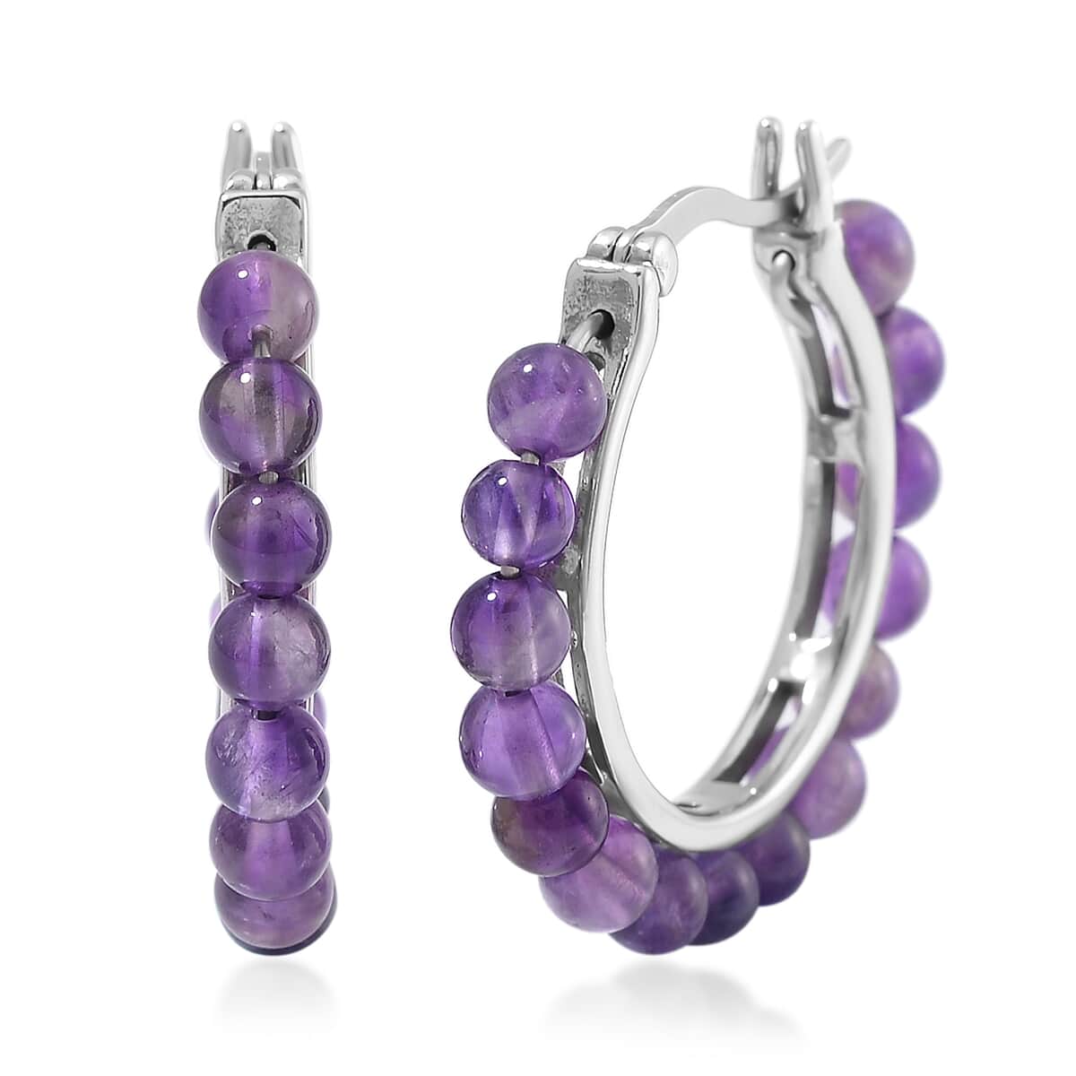 Natural African Amethyst Hoop Earrings