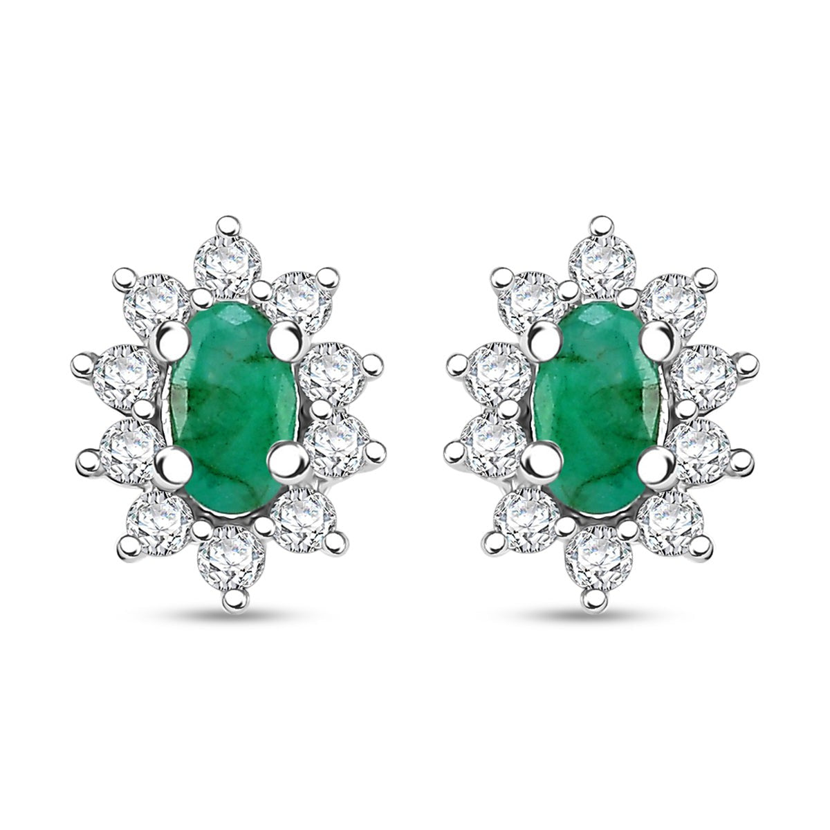 Emerald and Moissanite Snowflake Earrings