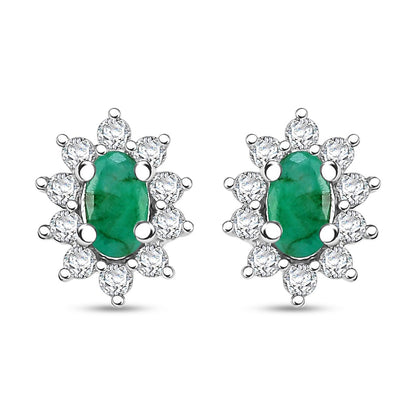 Emerald and Moissanite Snowflake Earrings