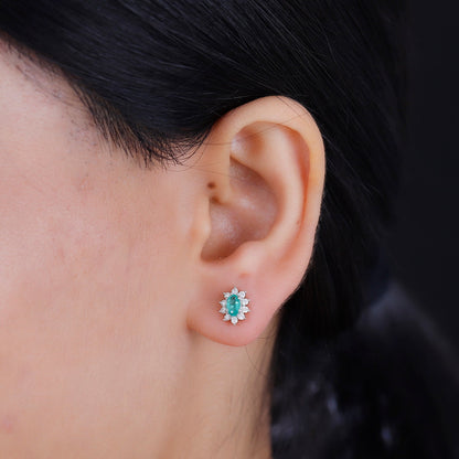 Emerald and Moissanite Snowflake Earrings