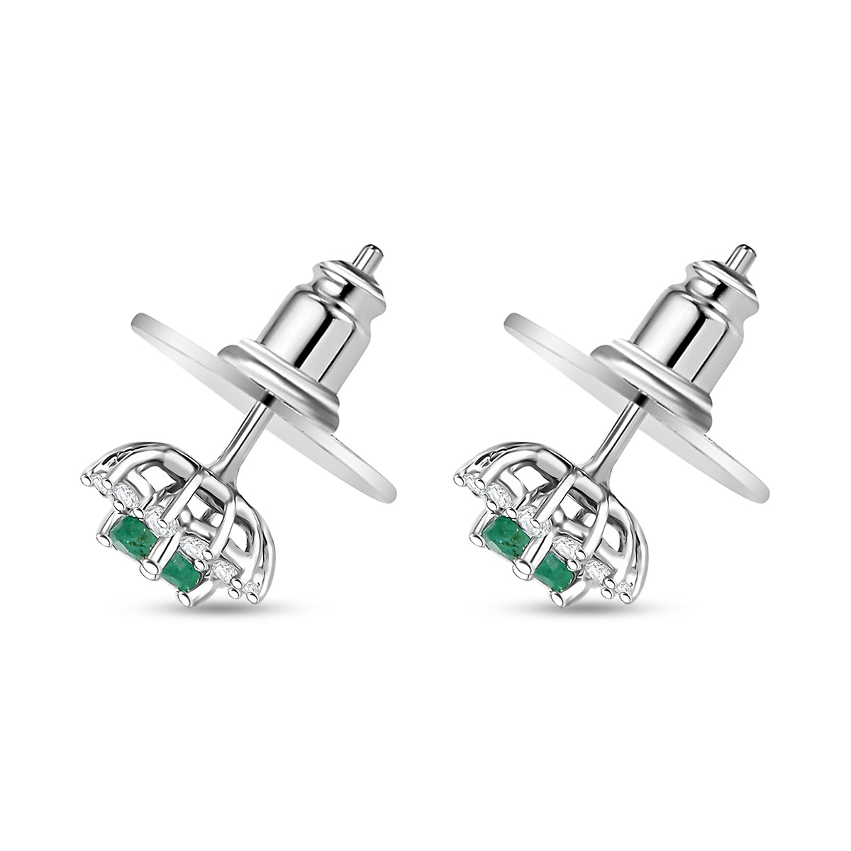 Emerald and Moissanite Snowflake Earrings