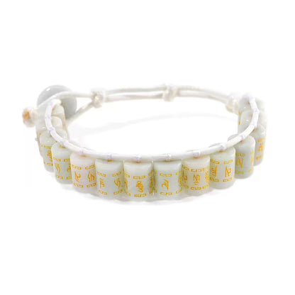 Natural Jade Prayer Wheel Cord Bracelet — Channel Strength and Healing Power