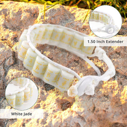 Natural Jade Prayer Wheel Cord Bracelet — Channel Strength and Healing Power