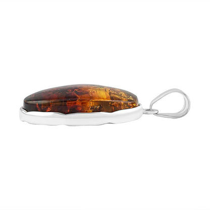 Baltic Amber Oval Harmony Pendant in Sterling Silver