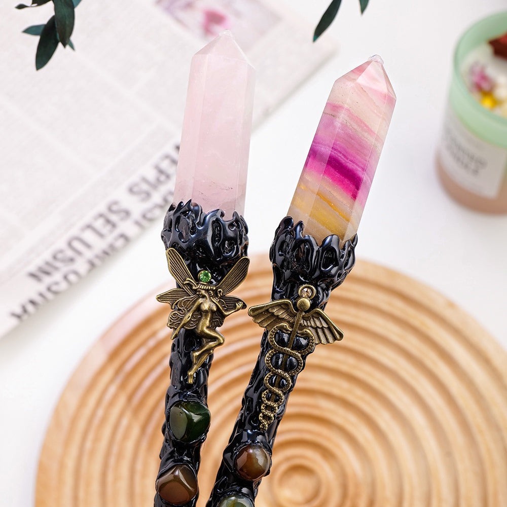 Natural Crystal Point Witchcraft Wand