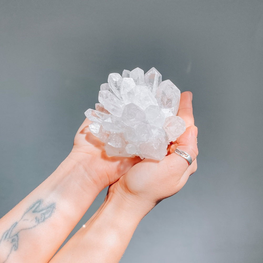 White Phantom Quartz Cluster