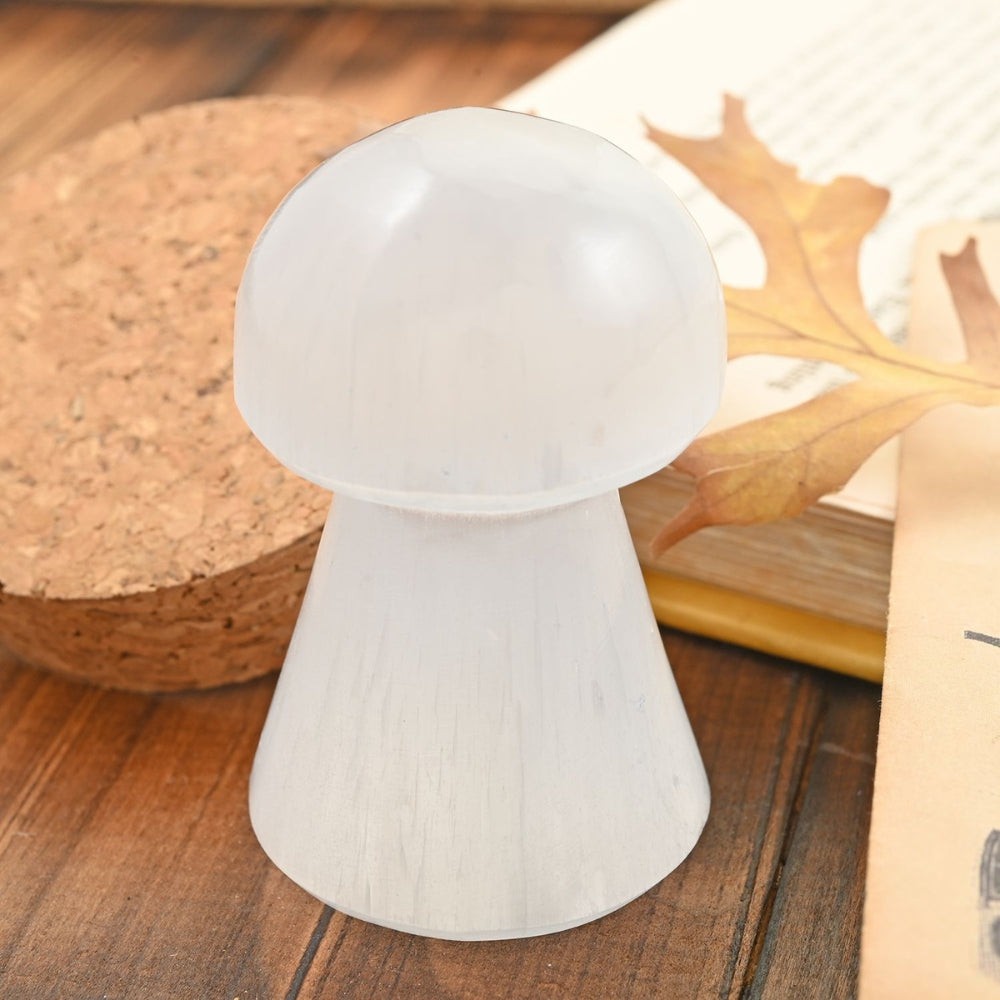Selenite Crystal Mushroom Figurine