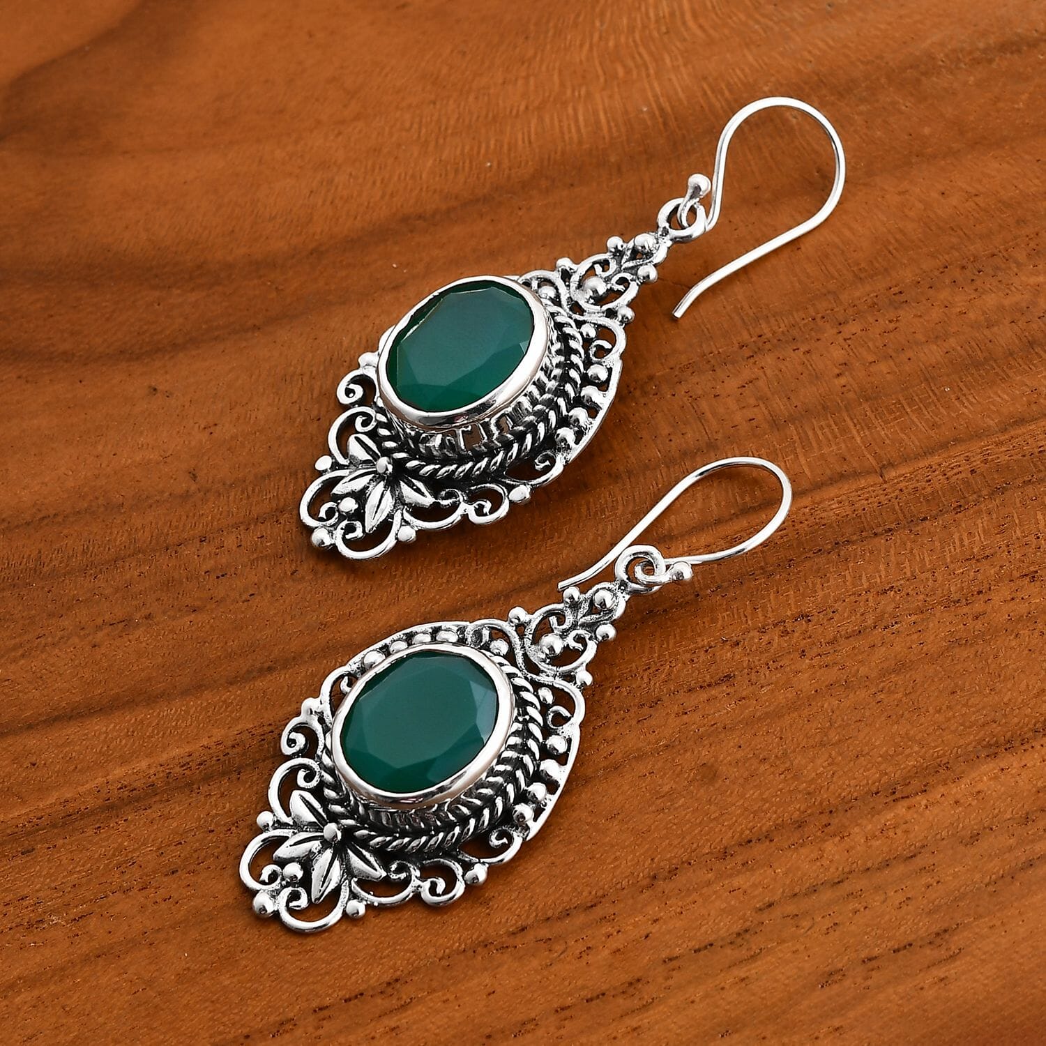 Bali Legacy Verde Onyx 8.00 ctw Antique Garden & Floral Earrings – A Symbol of Renewal and Strength