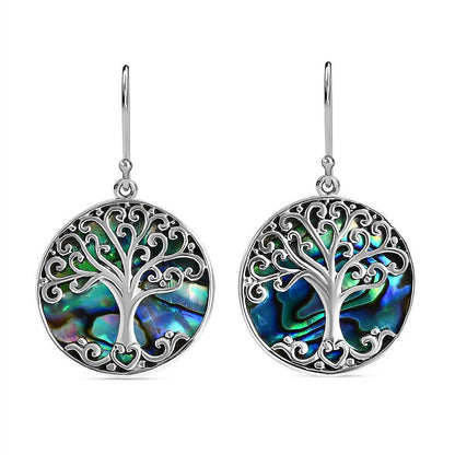 Sterling Silver Tree of Life Earrings – With Natural Abalone Shell