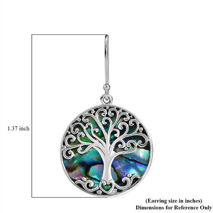 Sterling Silver Tree of Life Earrings – With Natural Abalone Shell
