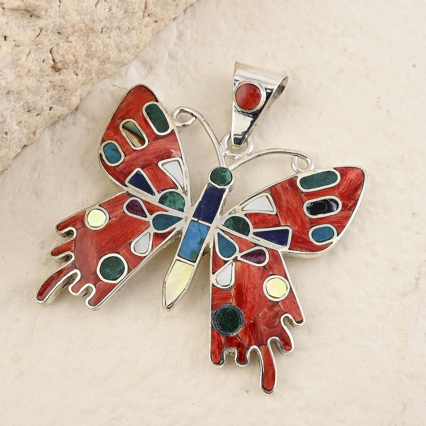 Super Butterfly Multi-Gemstone Pendant — Artistic Freedom & Cultural Expression