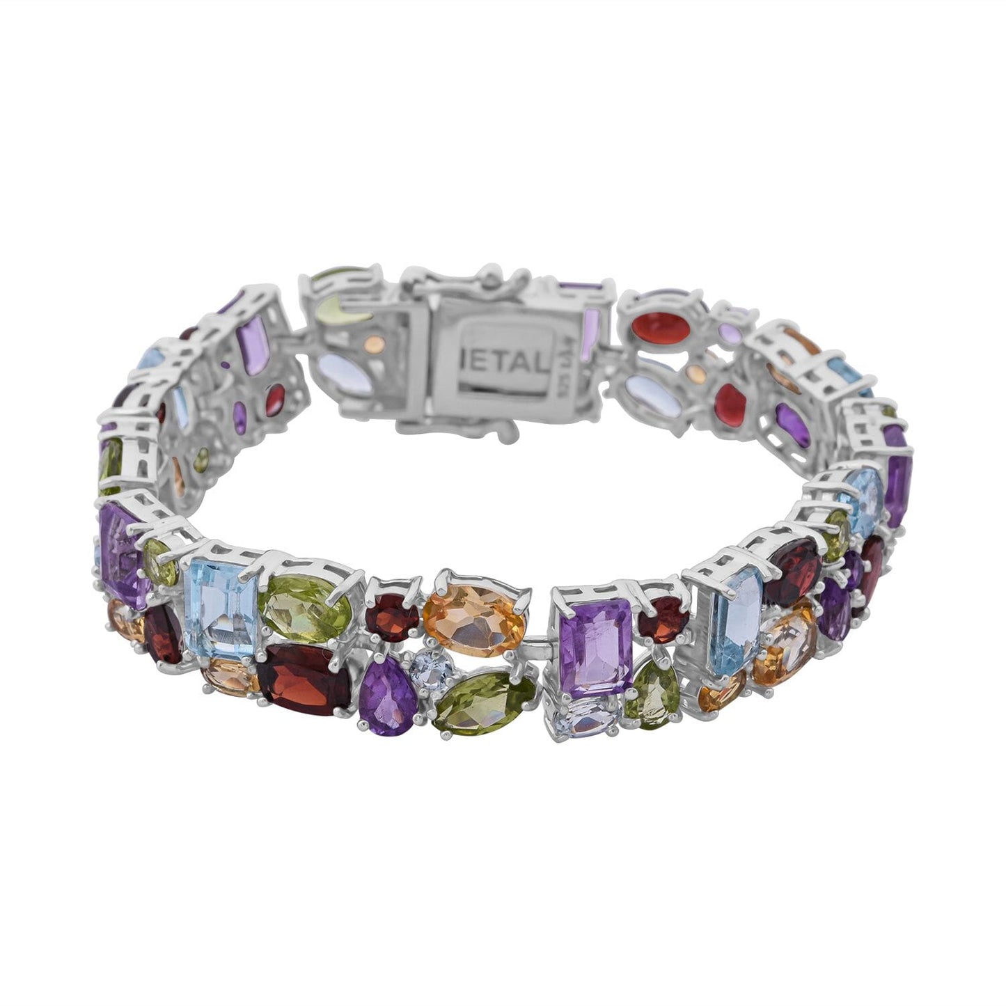 Colorful Gemstone Bracelet – Rhodium Over Sterling Silver