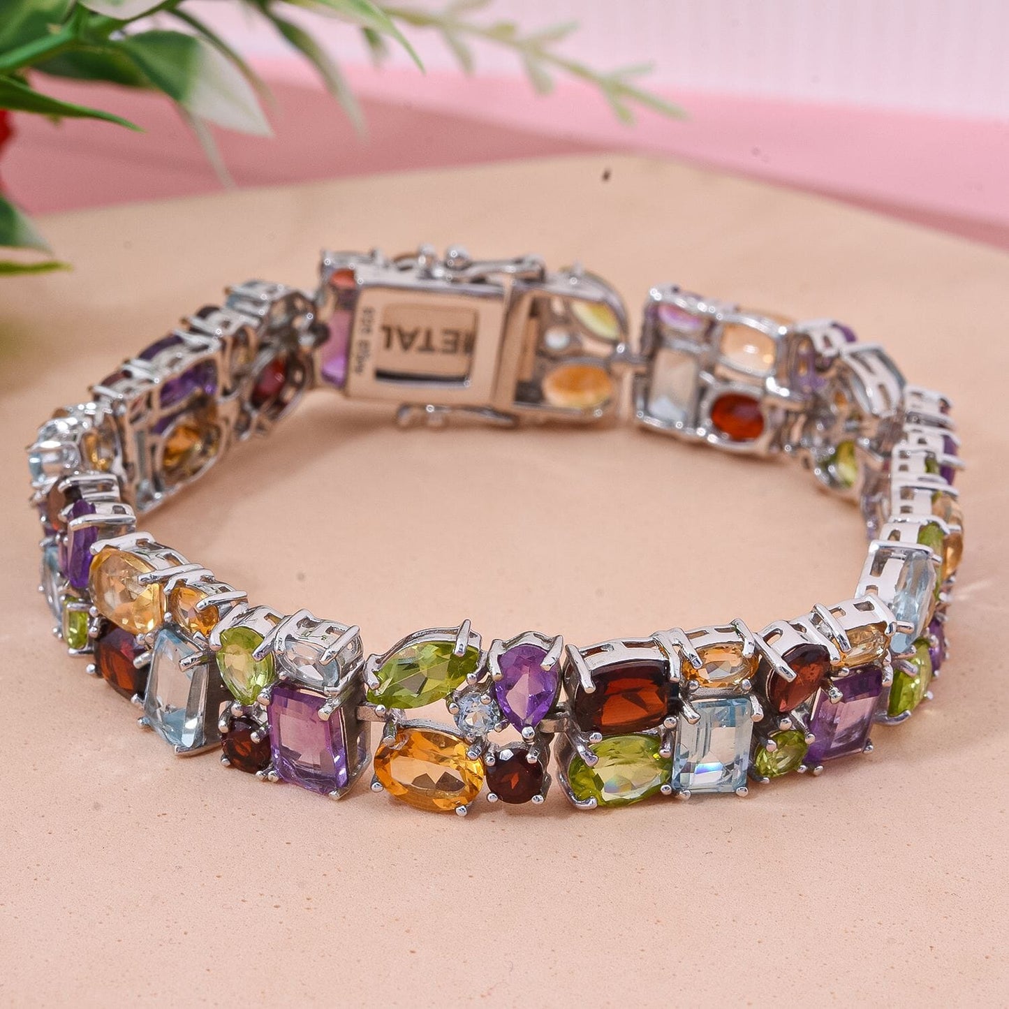 Colorful Gemstone Bracelet – Rhodium Over Sterling Silver