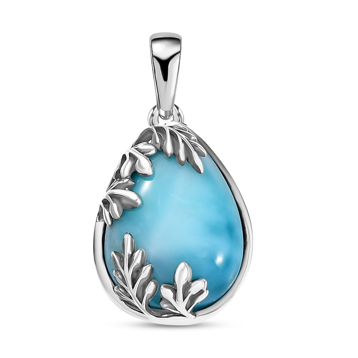 DJOY Premium Larimar 11.10 ctw Flowing Swirl Pendant – A Symbol of Emotional Healing and Inner Peace