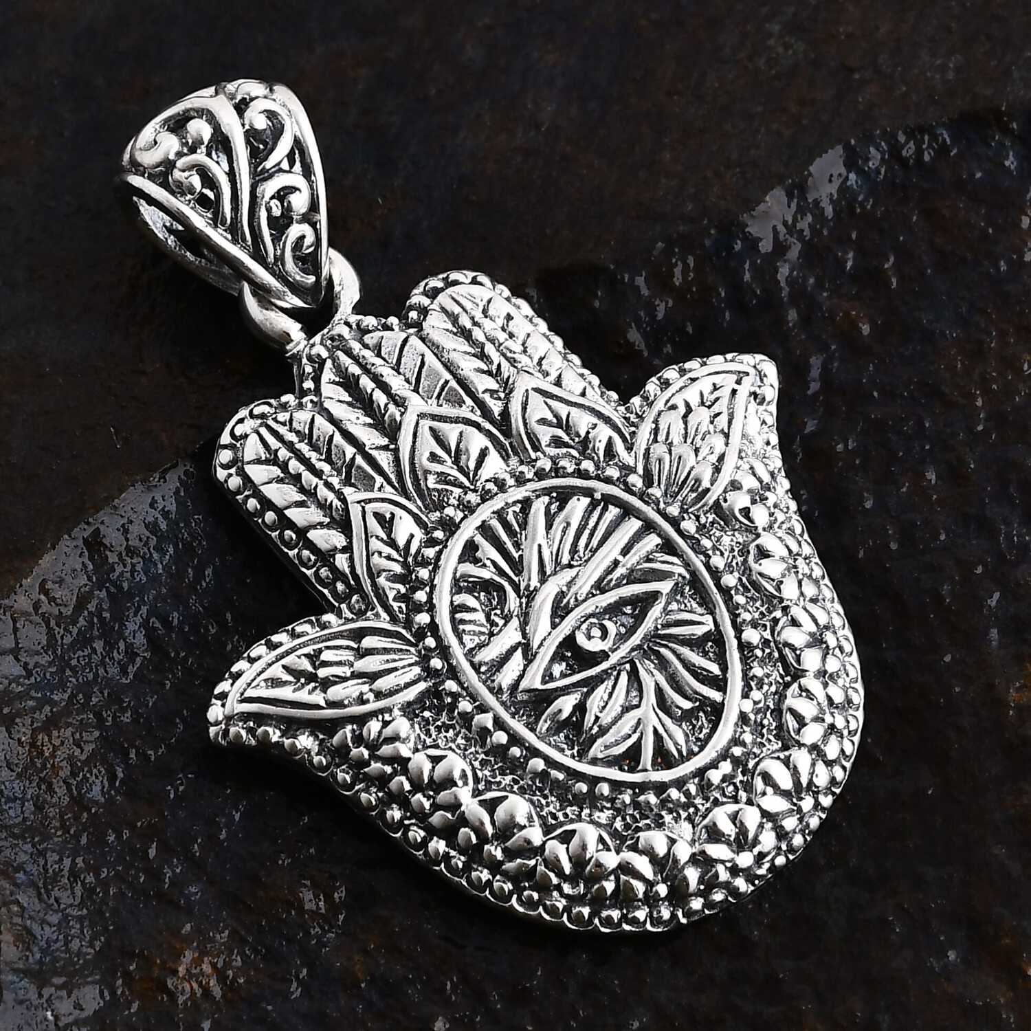 Bali Legacy Sterling Silver Hamsa Pendant – A Symbol of Protection and Strength