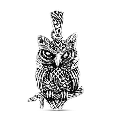 Bali Legacy Sterling Silver Owl & Elephant Pendant – A Symbol of Wisdom and Strength