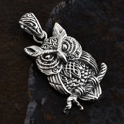 Bali Legacy Sterling Silver Owl & Elephant Pendant – A Symbol of Wisdom and Strength