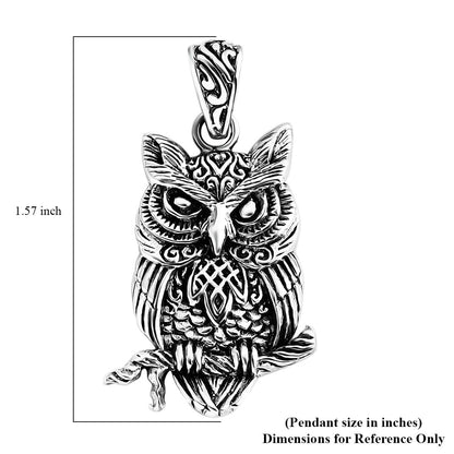 Bali Legacy Sterling Silver Owl & Elephant Pendant – A Symbol of Wisdom and Strength