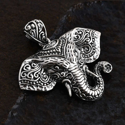 Bali Legacy Sterling Silver Owl & Elephant Pendant – A Symbol of Wisdom and Strength