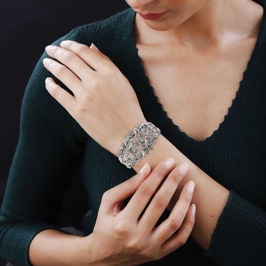 Bali Legacy Sterling Silver Starfish and Seahorse Cuff Bracelets