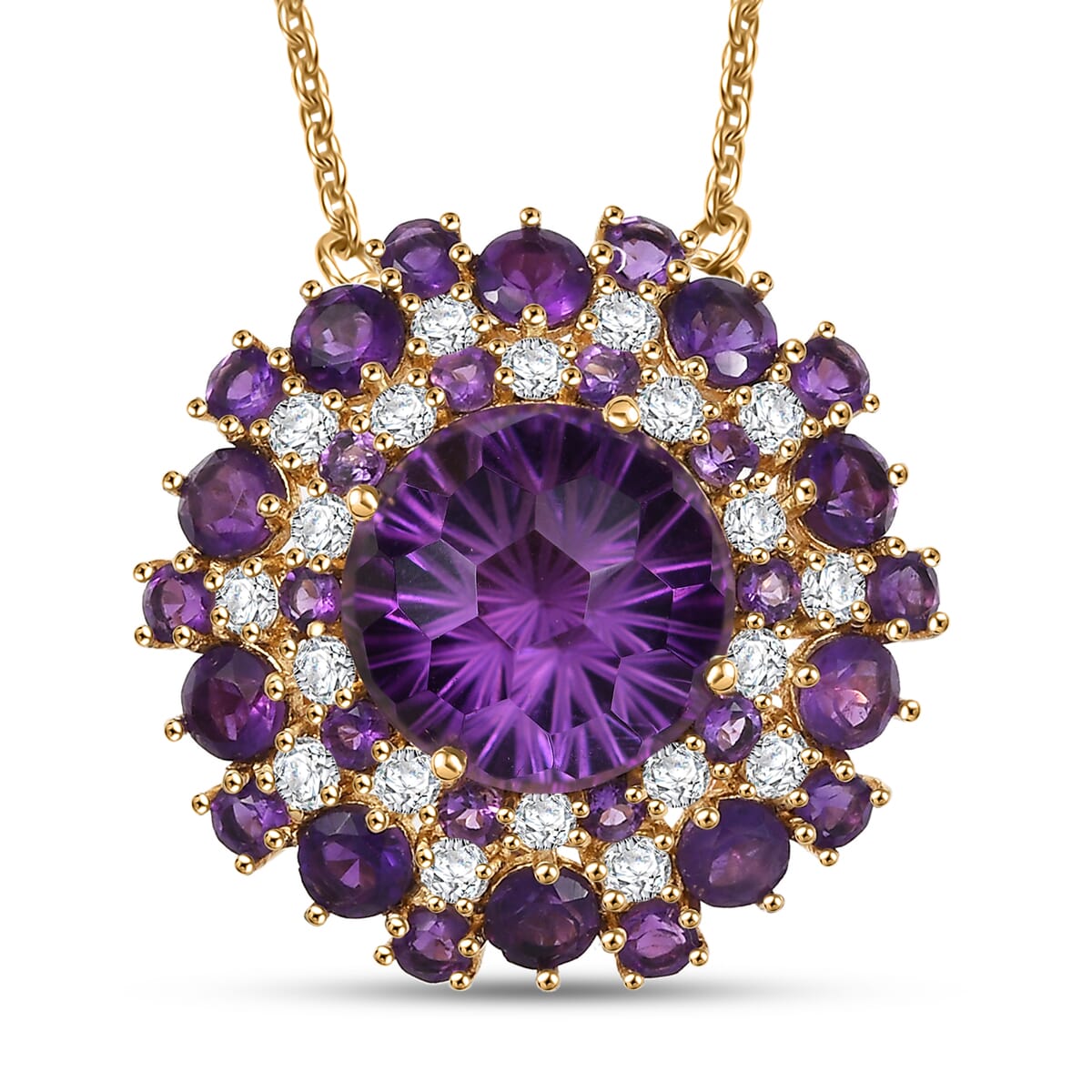 Amethyst Starburst Necklace – Moissanite Sparkle in 18K Vermeil Gold