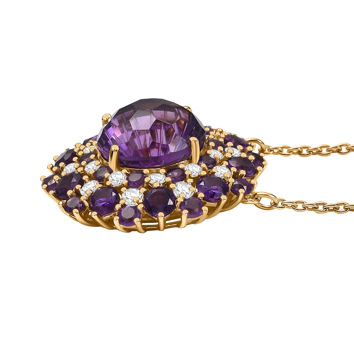 Amethyst Starburst Necklace – Moissanite Sparkle in 18K Vermeil Gold