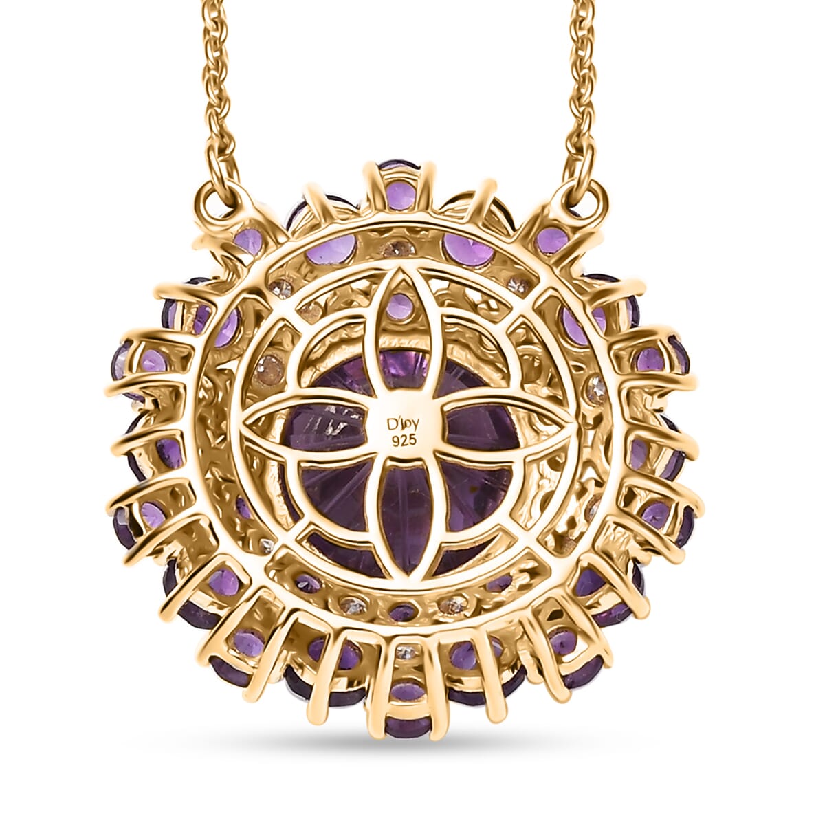 Amethyst Starburst Necklace – Moissanite Sparkle in 18K Vermeil Gold
