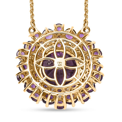 Amethyst Starburst Necklace – Moissanite Sparkle in 18K Vermeil Gold