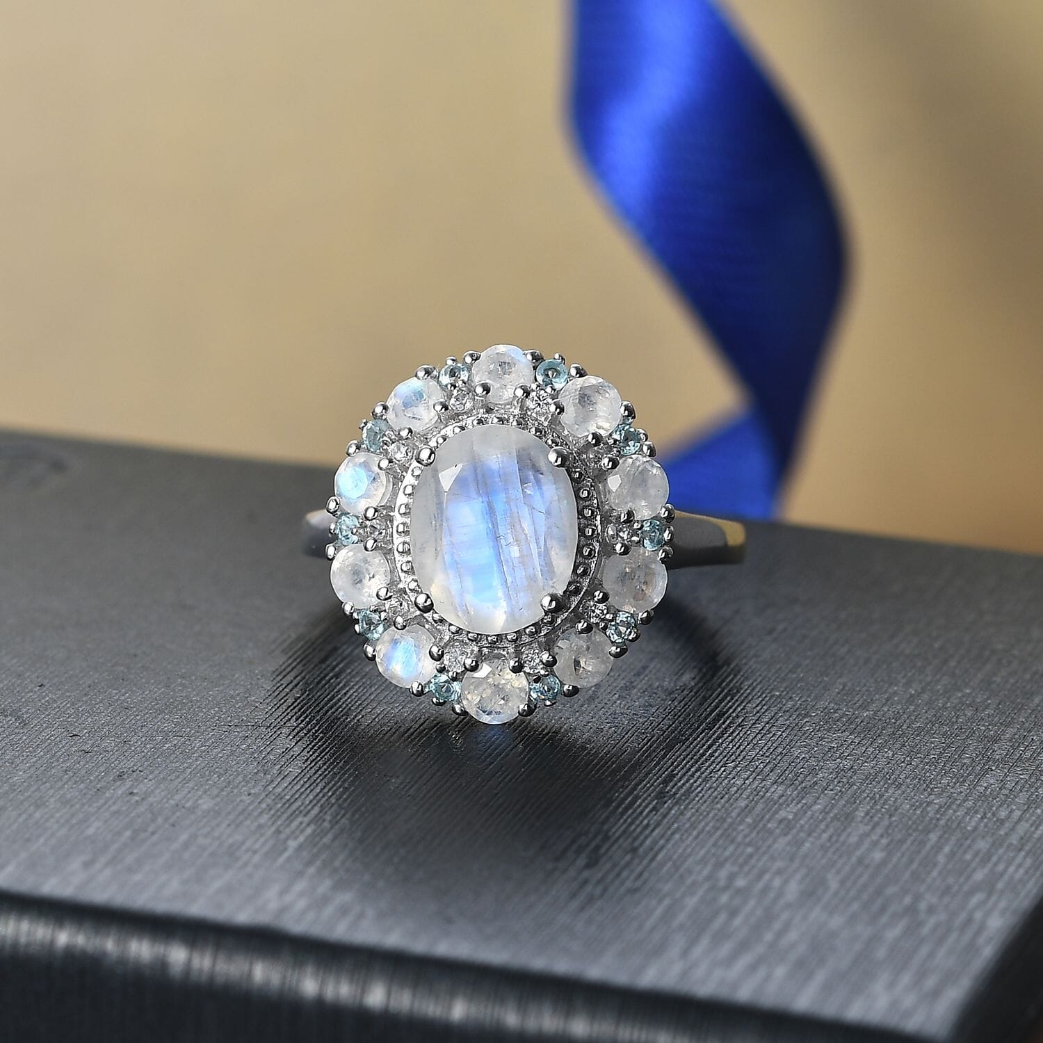 Moonstone & Multi-Gemstone Ring – For Focus & Insight