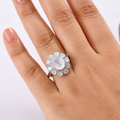 Moonstone & Multi-Gemstone Ring – For Focus & Insight