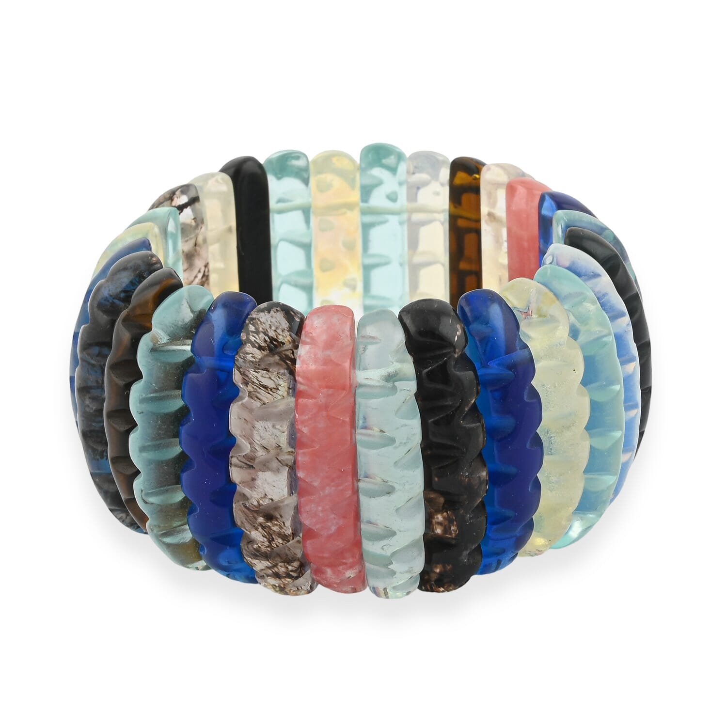Carved Multi-Quartz Wavy Bracelet – For Focused Manifestation