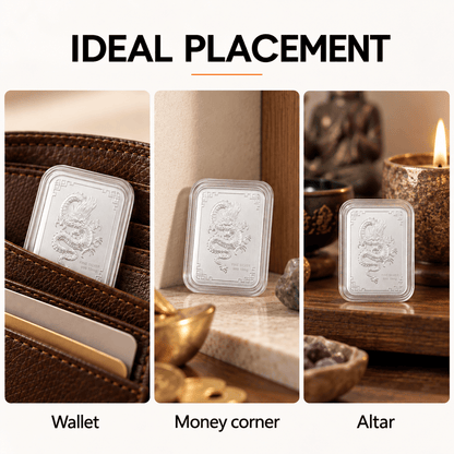 999 Silver Dragon Emboss Sheet - Lucky Charm for Wallet and Gifts