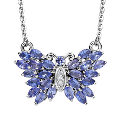 DJOY Tanzanite & White Zircon Butterfly Necklace – A Symbol of Grace and Beauty
