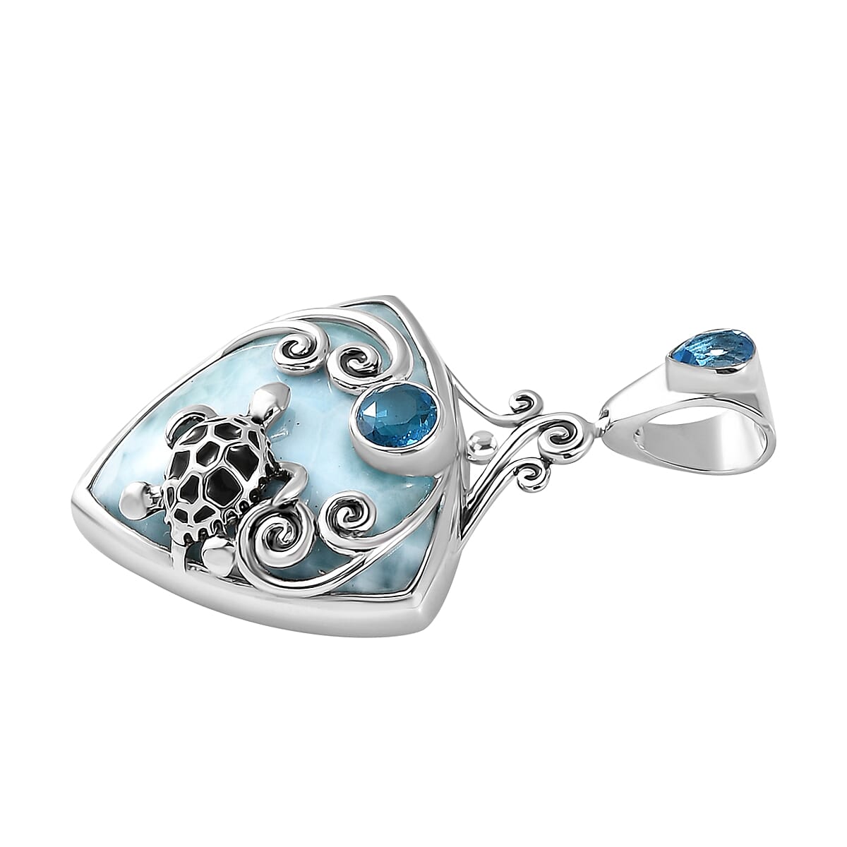 Sajen Silver Larimar Turtle Pendant