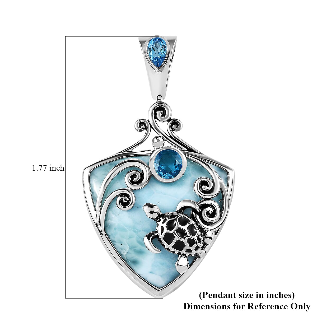 Sajen Silver Larimar Turtle Pendant