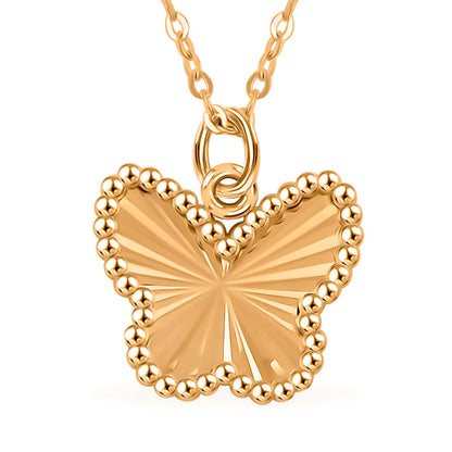 10K Yellow Gold Diamond-Cut Butterfly Pendant Necklace – A Golden Symbol of Transformation