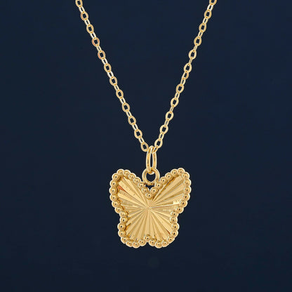 10K Yellow Gold Diamond-Cut Butterfly Pendant Necklace – A Golden Symbol of Transformation