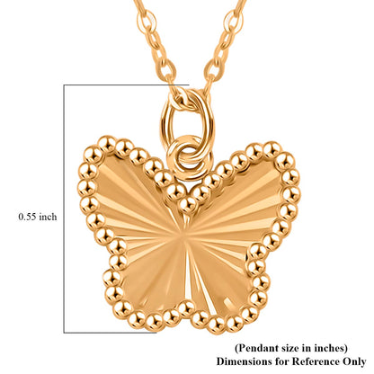 10K Yellow Gold Diamond-Cut Butterfly Pendant Necklace – A Golden Symbol of Transformation