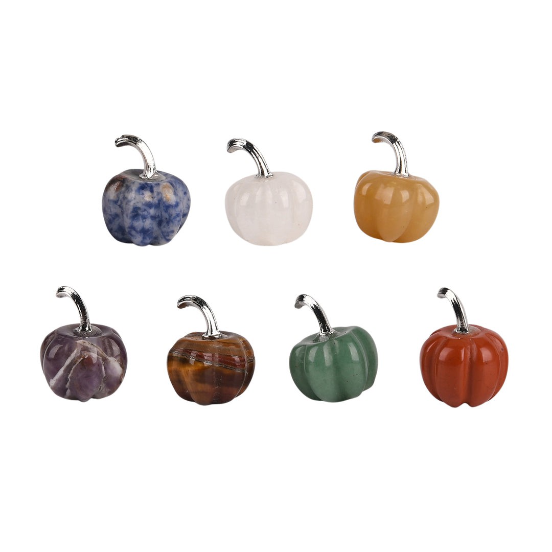 Chakra Mini Pumpkin Set – 7 Stones for Halloween Balance & Protection