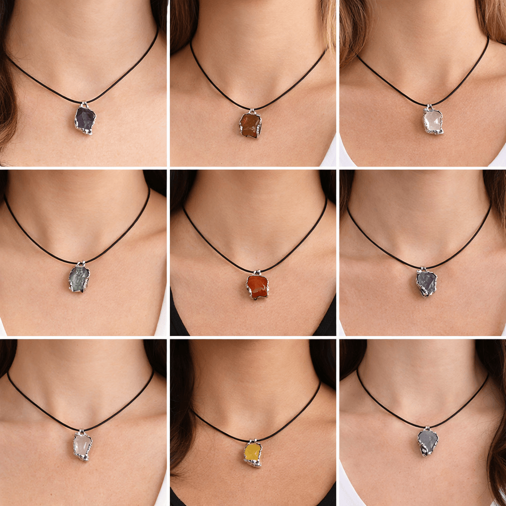 Elemental Energy Necklace Set – 8 Raw Crystals for Every Intention