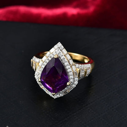 Lusaka Amethyst Shield Ring — Strength, Clarity & Commanding Elegance