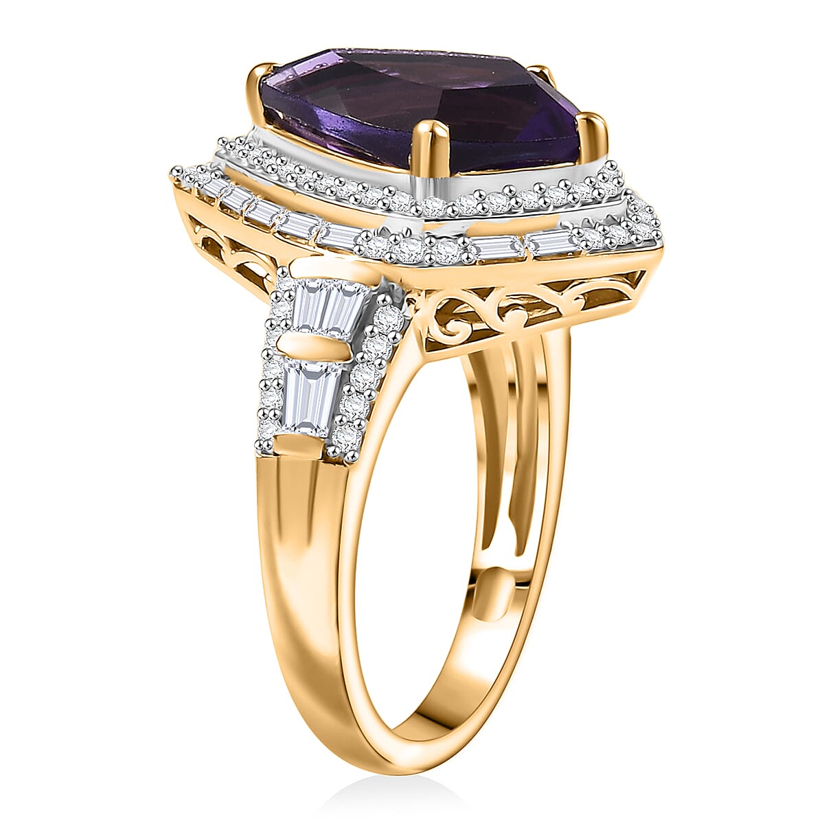 Lusaka Amethyst Shield Ring — Strength, Clarity & Commanding Elegance