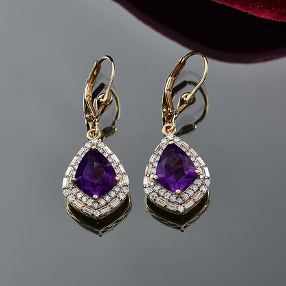 Lusaka Amethyst Shield Earrings — Graceful Strength & Luminous Movement