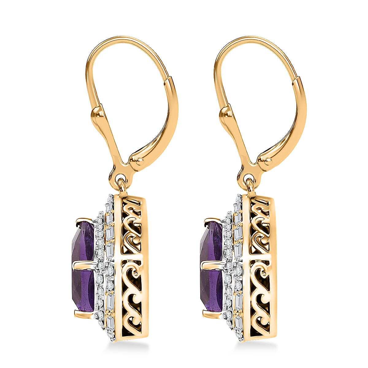 Lusaka Amethyst Shield Earrings — Graceful Strength & Luminous Movement